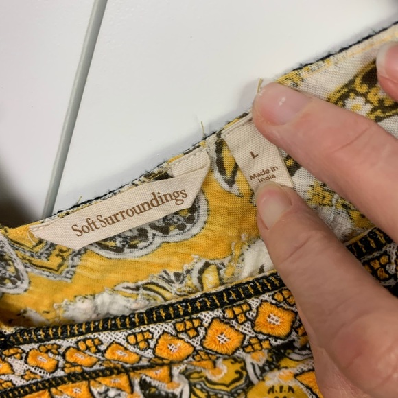 Soft Surroundings LARGE Indha Maxi Dress Yellow Embroidered Beads Boho - Picture 7 of 12